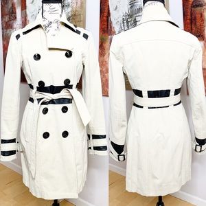 NY & Company Trench Coat w Faux Leather Detail